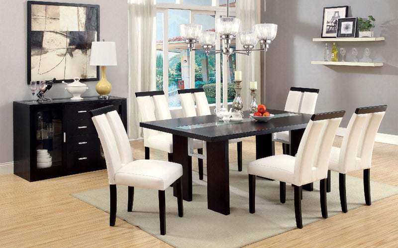 Luminar - Black & White - 7pc Dining Set - Ornate Home