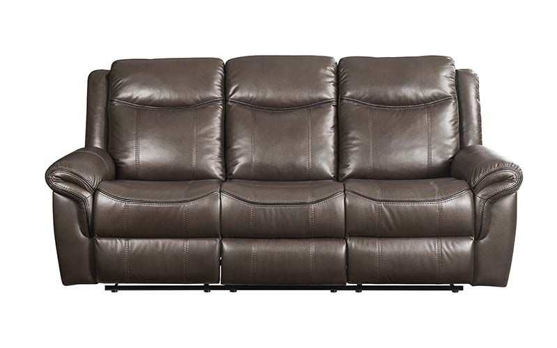 Lydia - Brown Faux Leather - Manual Reclining Sofa - Ornate Home