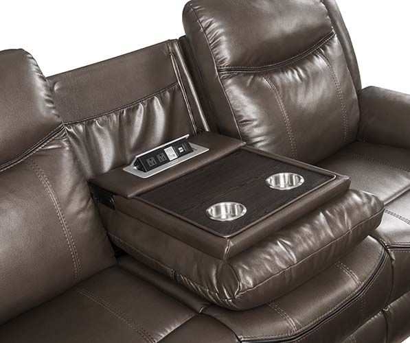 Lydia - Brown Faux Leather - Manual Reclining Sofa - Ornate Home