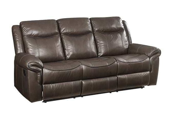 Lydia - Brown Faux Leather - Manual Reclining Sofa - Ornate Home