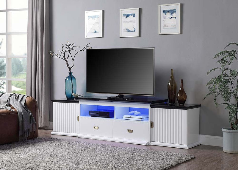 Barend White & Black High Gloss Finish 83" TV Stand