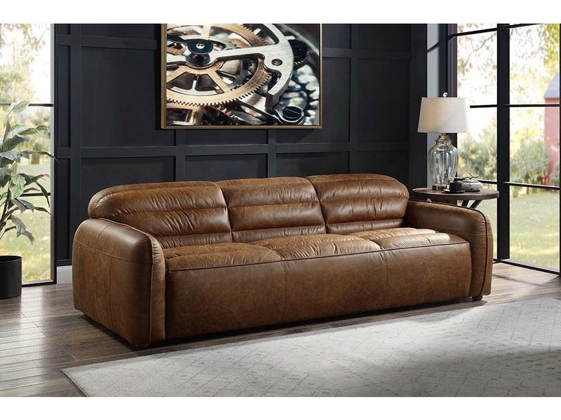 Rafer Cocoa Top Grain Genuine Leather Sofa