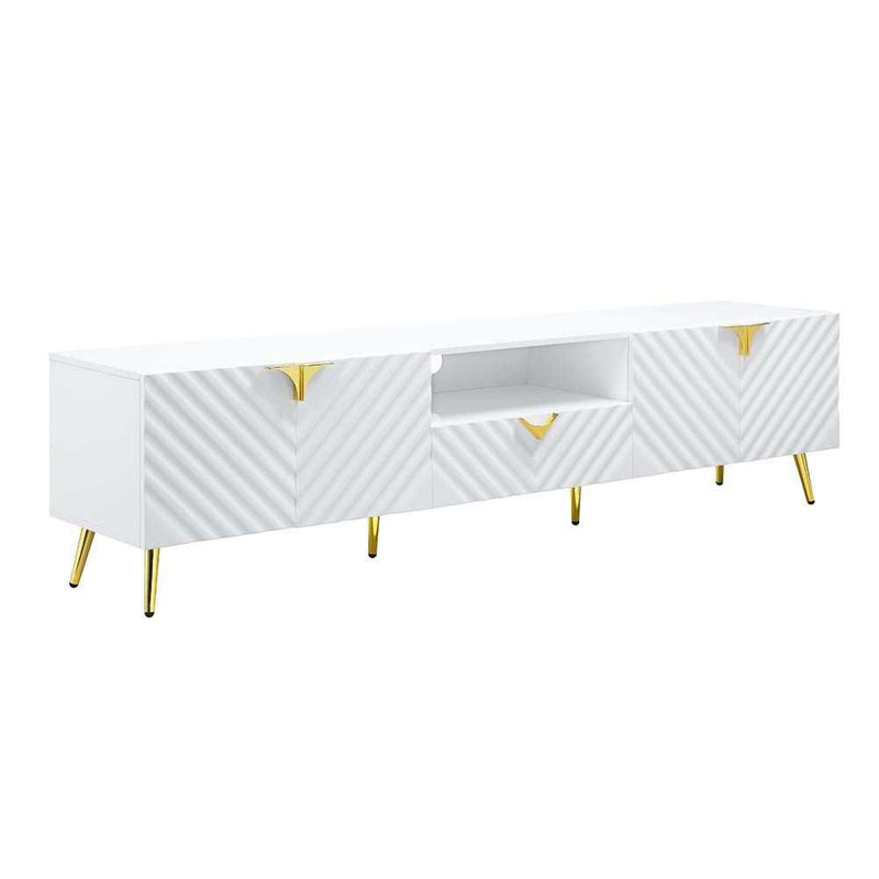 Gaines - White High Gloss  - TV Stand - Ornate Home