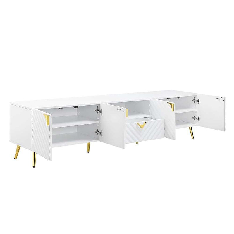 Gaines - White High Gloss  - TV Stand - Ornate Home