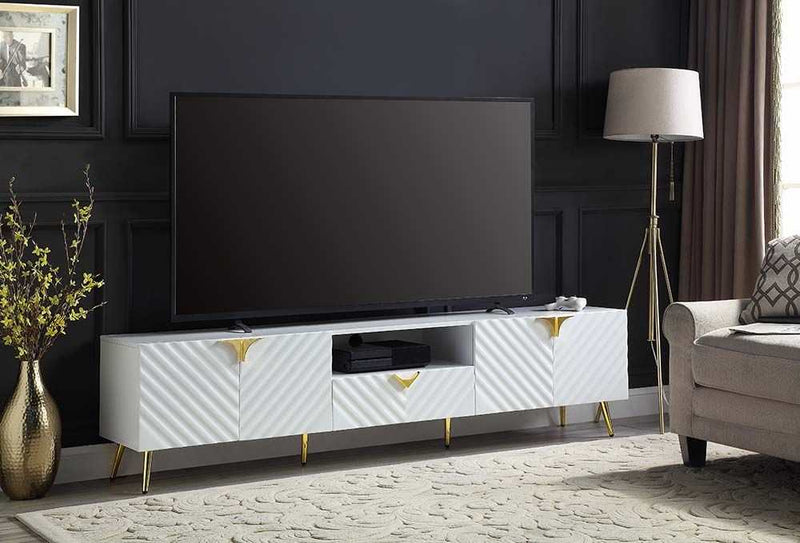 Gaines - White High Gloss  - TV Stand - Ornate Home