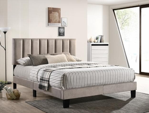 Lyric Gray Velvet Full Platform Bed - Ornate Home