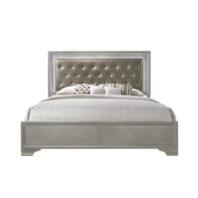 Lyssa Champagne King Panel Bed - Ornate Home