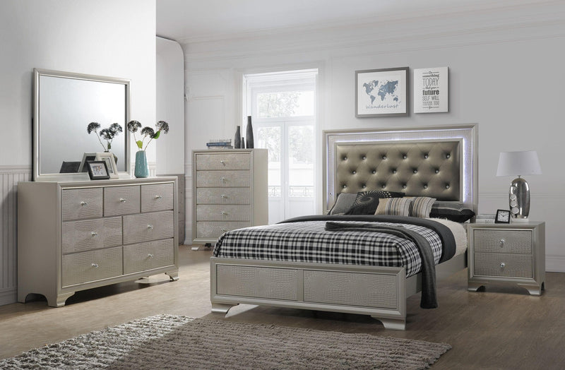 Lyssa Champagne LED Panel Bedroom Set - Ornate Home