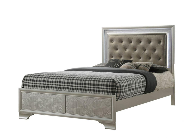 Lyssa Champagne Queen Panel Bed - Ornate Home