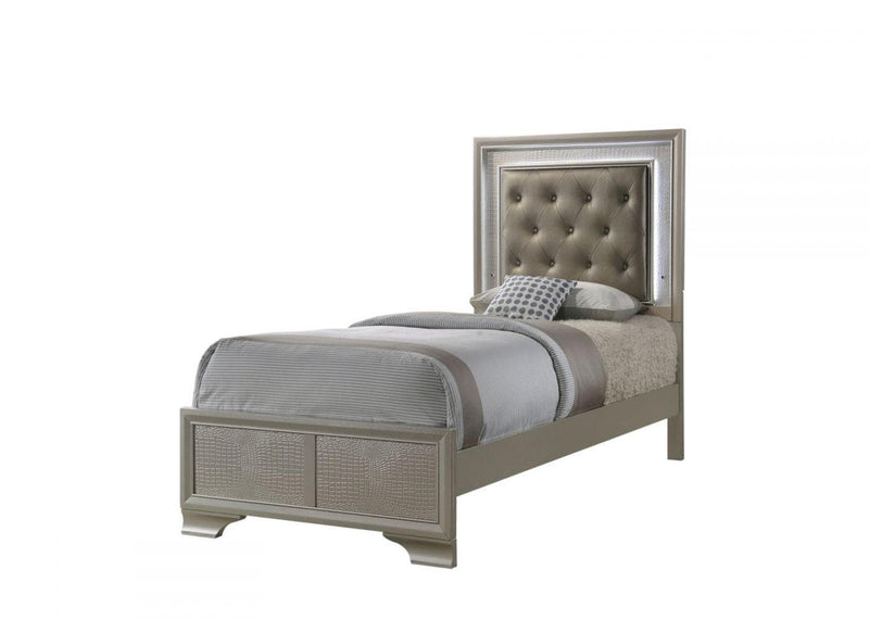 Lyssa Champagne Twin Panel Bed - Ornate Home