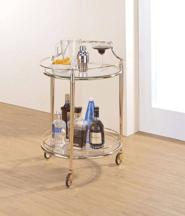 Macha Gold & Clear Glass Serving Cart - Ornate Home