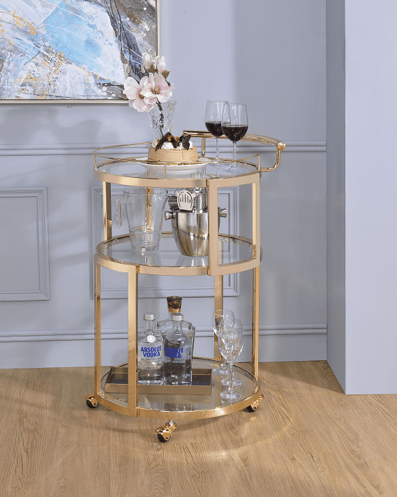 Madelina Gold & Clear Glass Serving Cart - Ornate Home