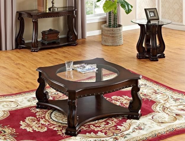 Madison Brown Wood 3-Piece Coffee Table Set (1xCoffee 2xEnd) - Ornate Home