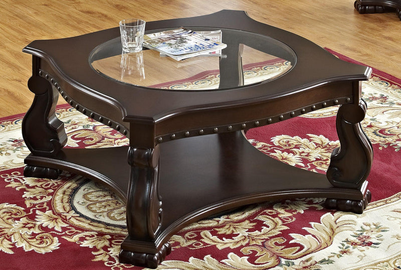 Madison Brown Wood Coffee Table with Casters - Ornate Home