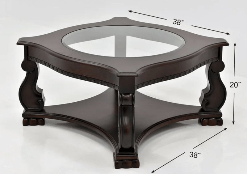 Madison Brown Wood Coffee Table with Casters - Ornate Home