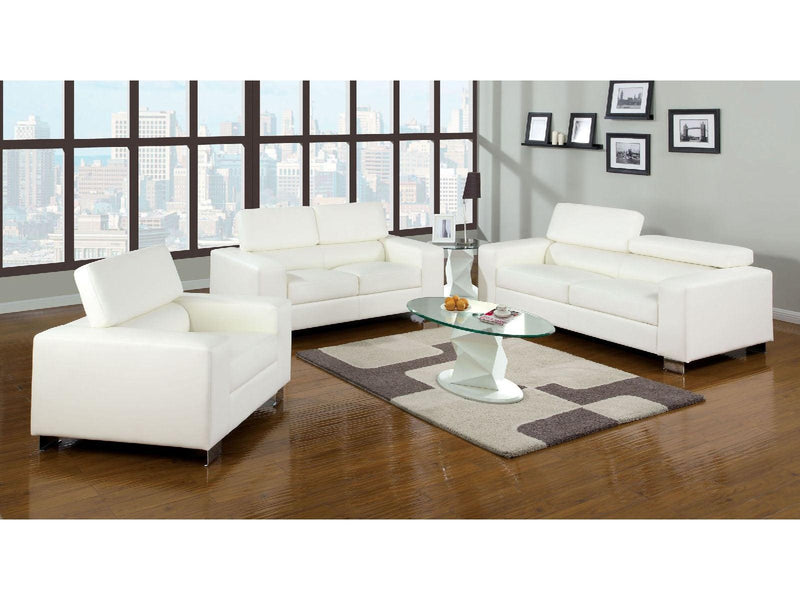 Makri - White Faux Leather - Sofa & Loveseat - Ornate Home