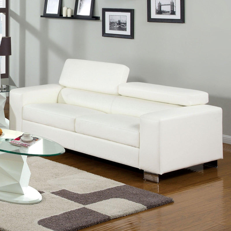 Makri - White Faux Leather - Sofa & Loveseat - Ornate Home