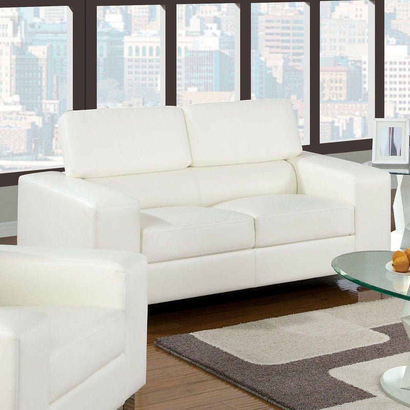 Makri - White Faux Leather - Sofa & Loveseat - Ornate Home