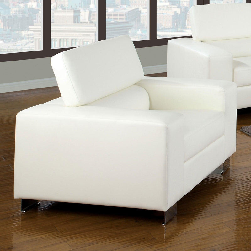 Makri - White Faux Leather - Sofa & Loveseat - Ornate Home