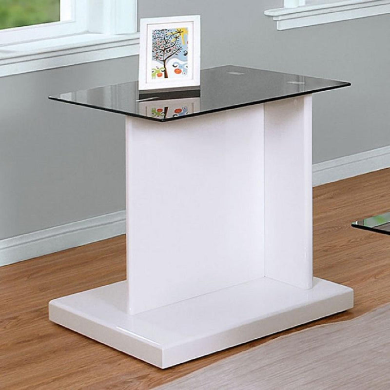 Mannedorf - White & Black - Glass Top End Table - Ornate Home