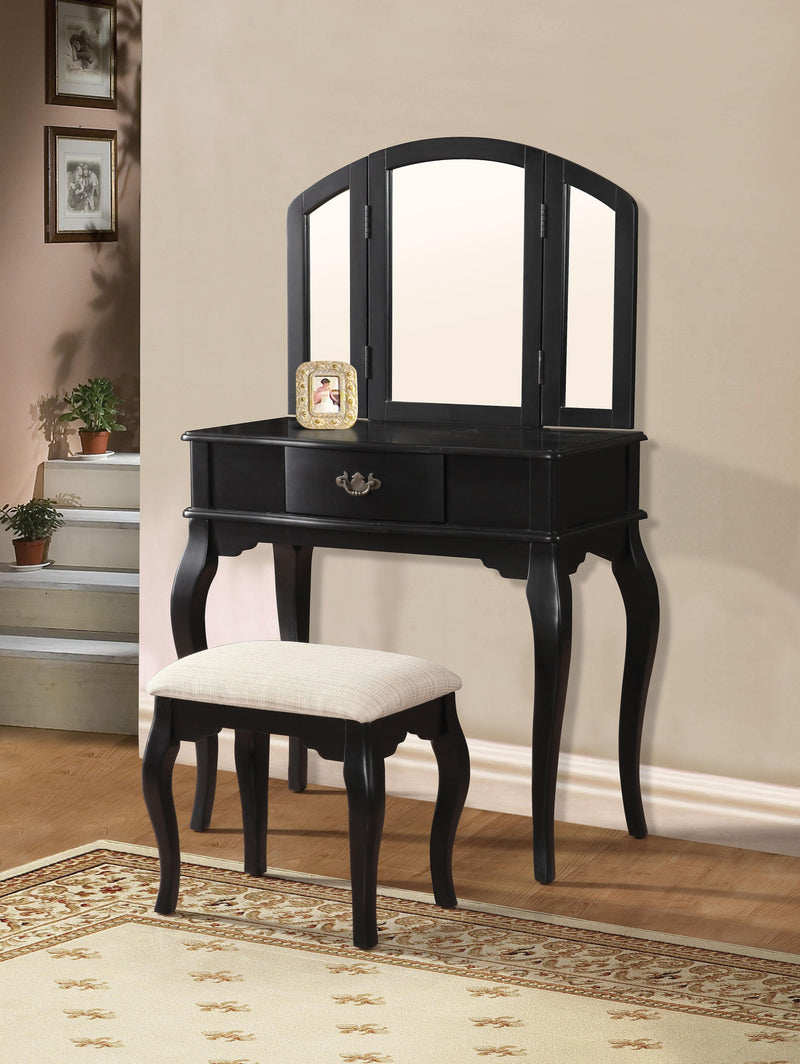 Maren Black Vanity Desk & Stool - Ornate Home