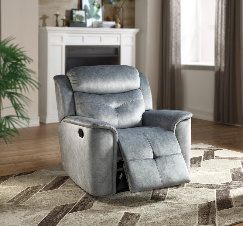 Mariana Silver Blue Fabric Recliner - Ornate Home