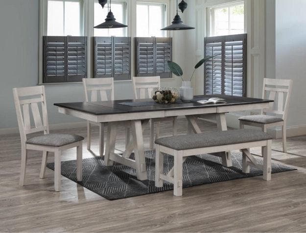 Maribelle Chalk-Gray Extendable Dining Room Set - Ornate Home