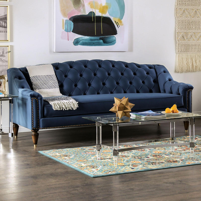 Martinique - Blue - Stationary Sofa & Loveseat - 2pc - Ornate Home