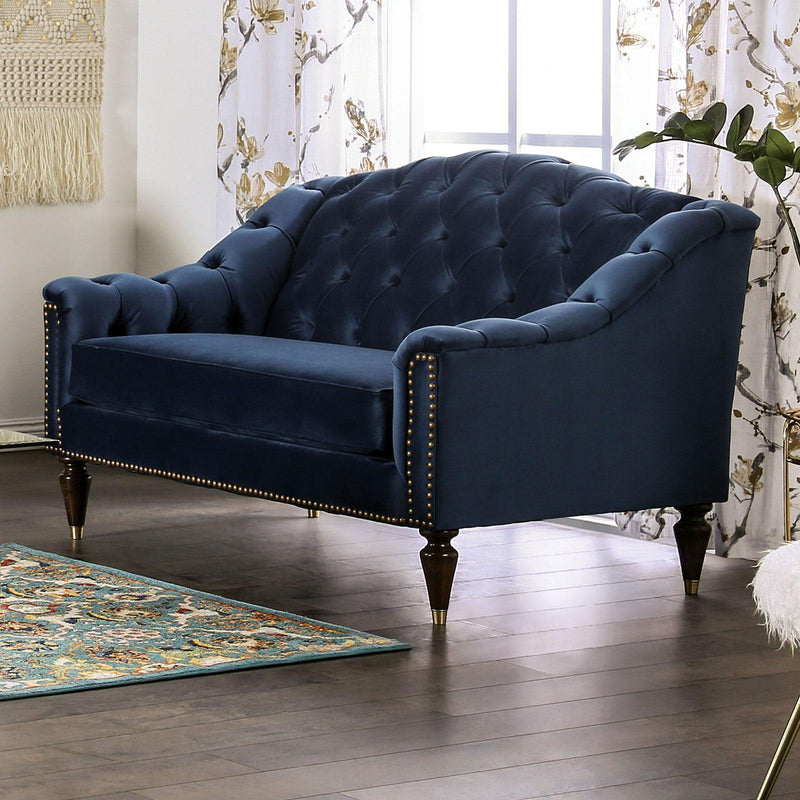 Martinique - Blue - Stationary Sofa & Loveseat - 2pc - Ornate Home