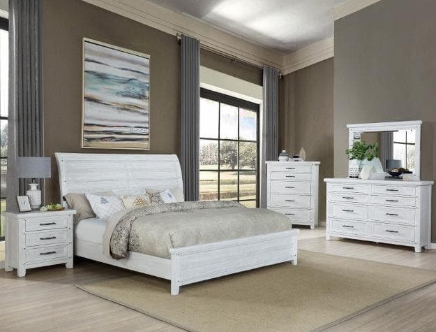 Maybelle White King Sleigh Bed - Ornate Home