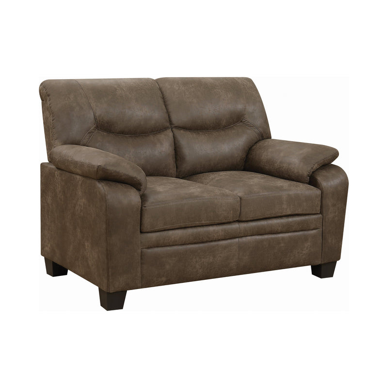 Meagan - Brown - Stationary Loveseat - Ornate Home