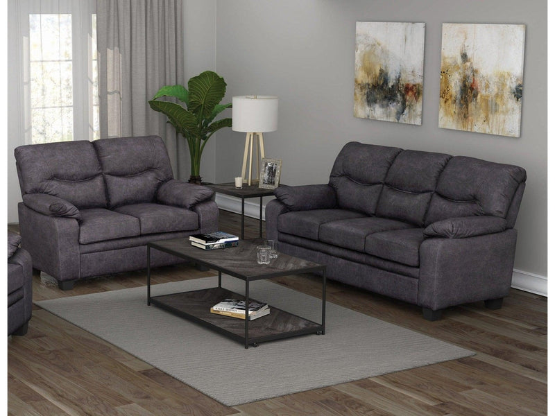 Meagan - Charcoal -  Stationary Sofa & Loveseat - Ornate Home