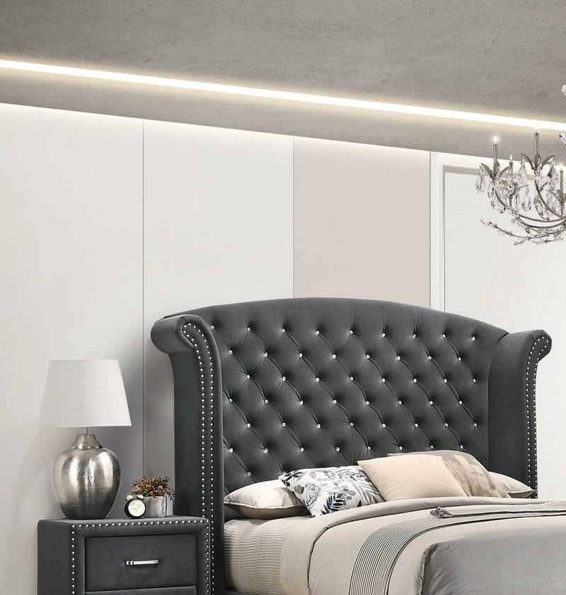 Melody - Grey - Eastern King Bed - Ornate Home