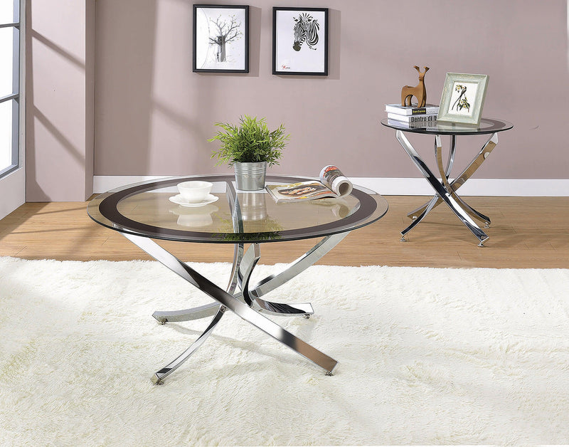 Mhitrillo - Chrome - Glass Top Coffee Table - Ornate Home