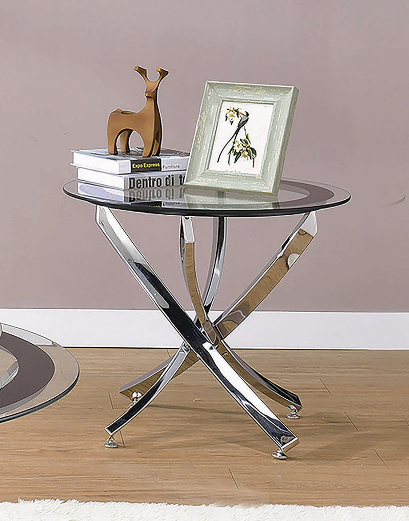 Mhitrillo - Chrome - Glass Top End Table - Ornate Home