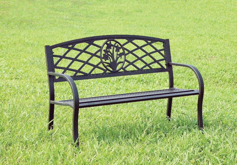 Minot - Black Durable Steel - Outdoor Bench - Ornate Home