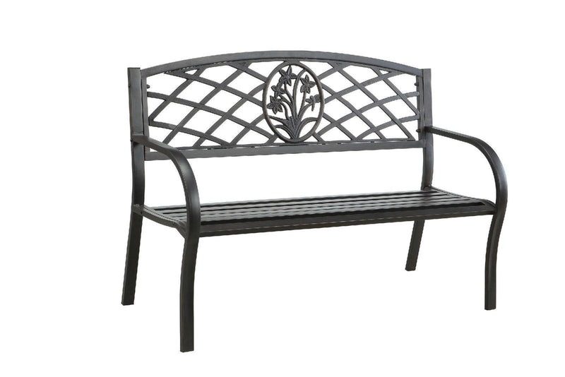 Minot - Black Durable Steel - Outdoor Bench - Ornate Home