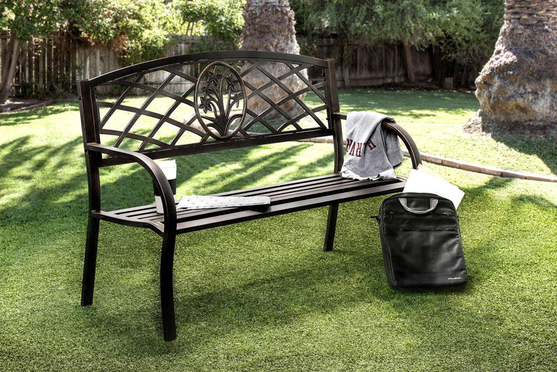 Minot - Black Durable Steel - Outdoor Bench - Ornate Home