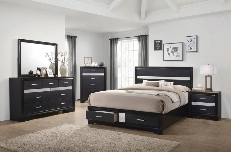 Miranda - Black - 5pc California King Platform Bedroom Set w/ Storage - Ornate Home