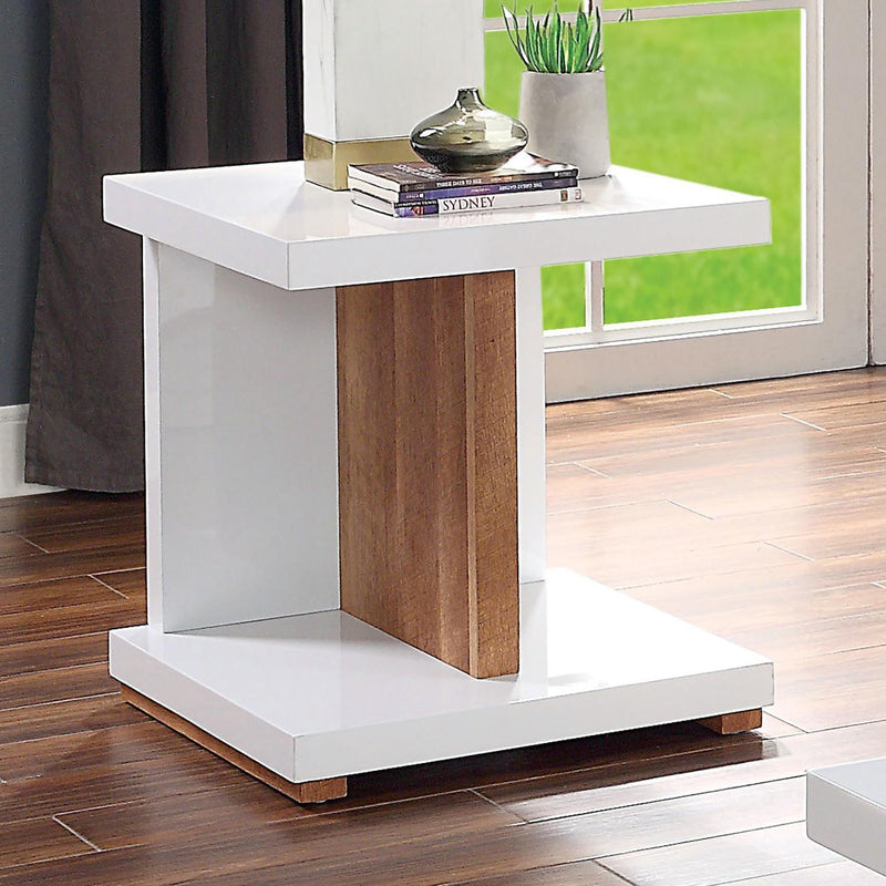 Moa - White & Natural - End Table - Ornate Home