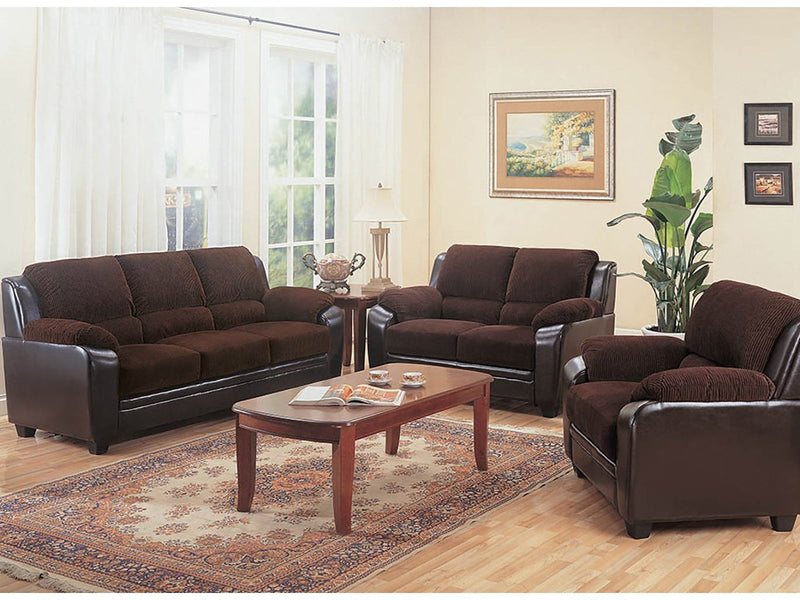 Monika - Chocolate - 3pc Living Room Set - Ornate Home