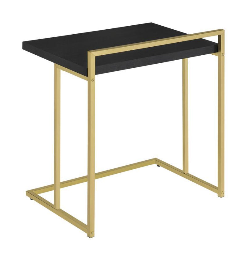 Mugo - Matte Brass & Cappuccino - Snack Table w/ Metal Base - Ornate Home