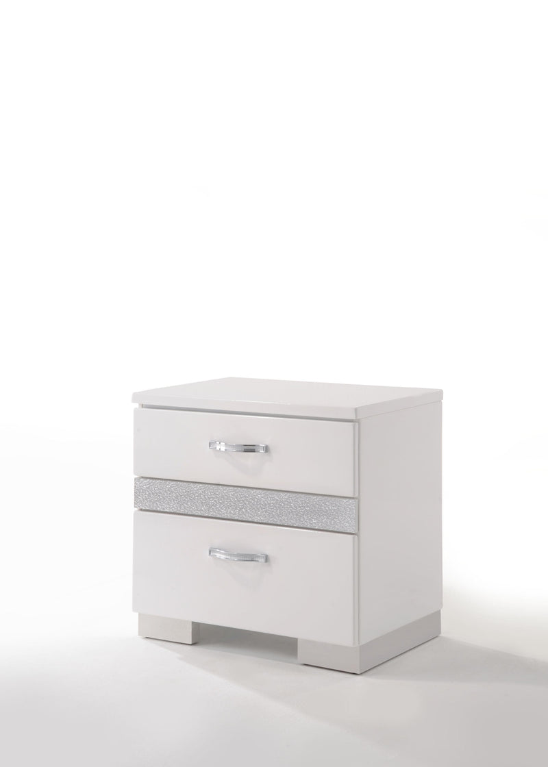 Naima II - White High Gloss - Nightstand - Ornate Home