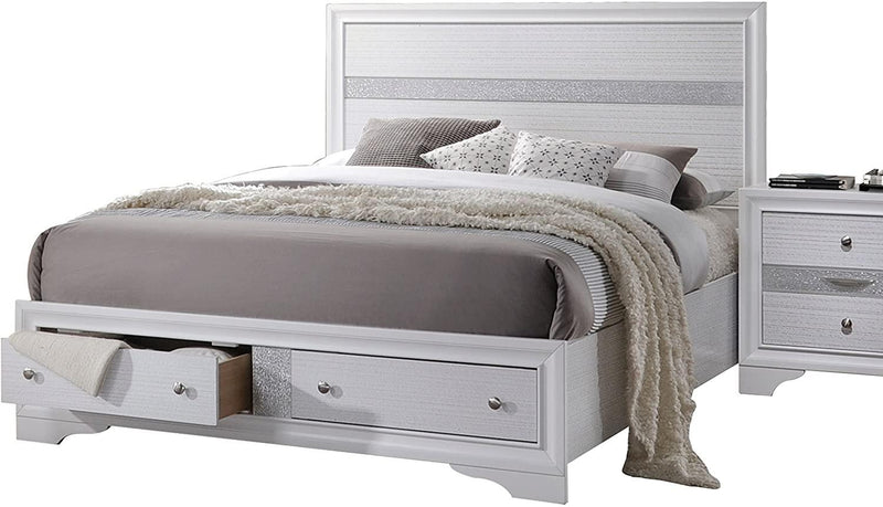 Naima - White - Eastern King Bed w/ Storage FB - Ornate Home