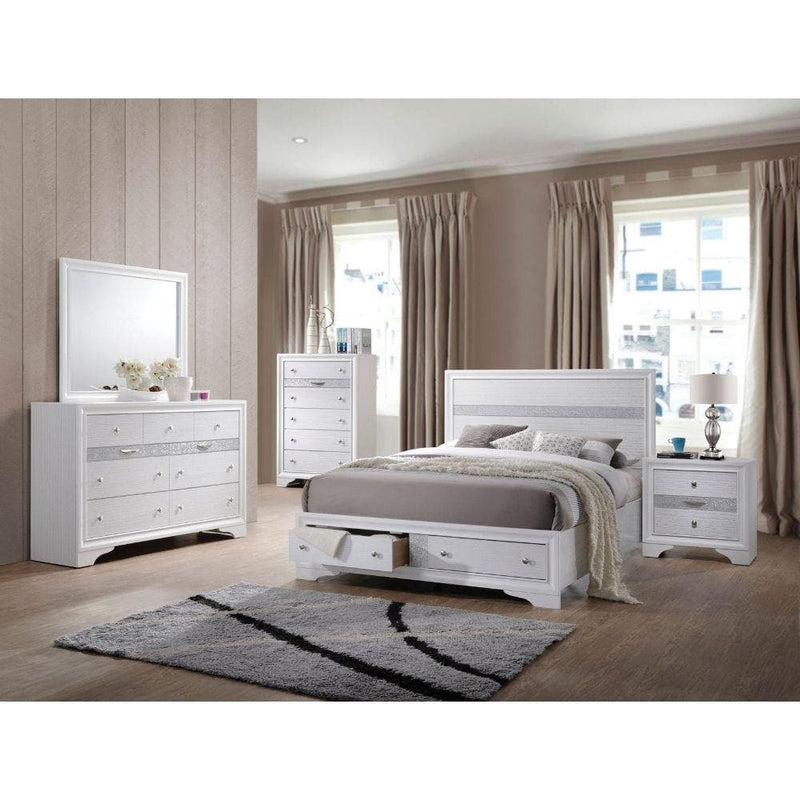 Naima - White - Queen Bed w/ Storage - Ornate Home