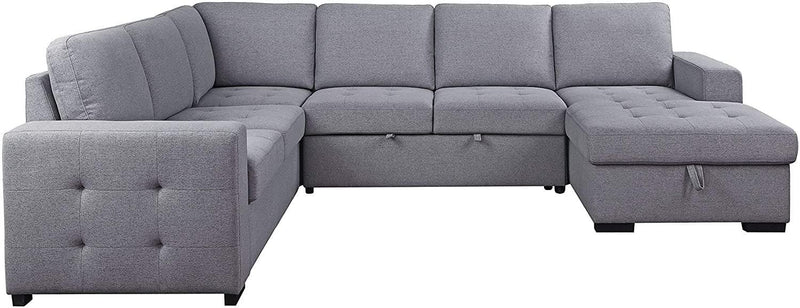 Nardo - Gray - Sectional Pull-Out Sleeper Sofa w/ Chaise - Ornate Home