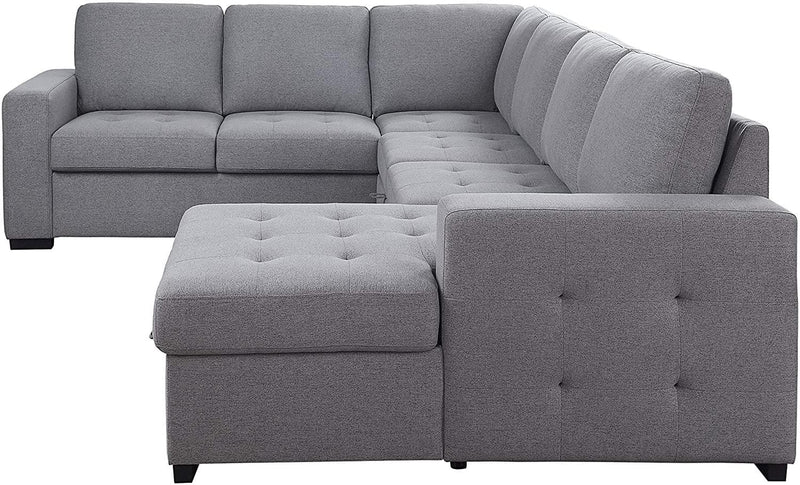 Nardo - Gray - Sectional Pull-Out Sleeper Sofa w/ Chaise - Ornate Home