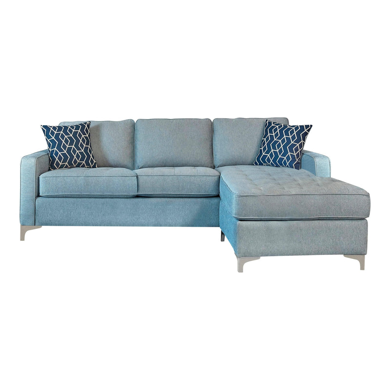 Nashua - French Blue - L Shape Reversible Sectional w/ Storage Ottoman - Ornate Home