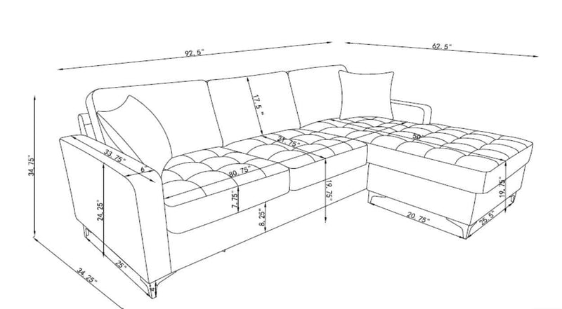 Nashua - French Blue - L Shape Reversible Sectional w/ Storage Ottoman - Ornate Home