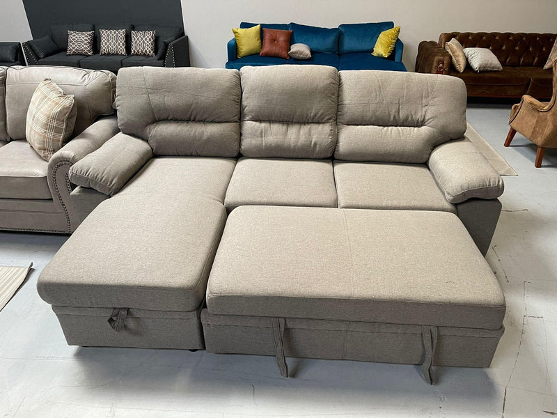 Nazli - Gray - Sectional Sleeper Sofa w/ Storage - Ornate Home